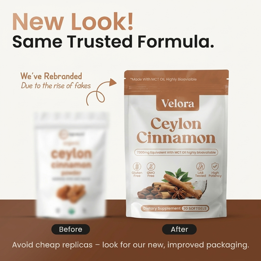 Velora Ceylon Cinnamon 7200mg Equivalent with MCT Oil