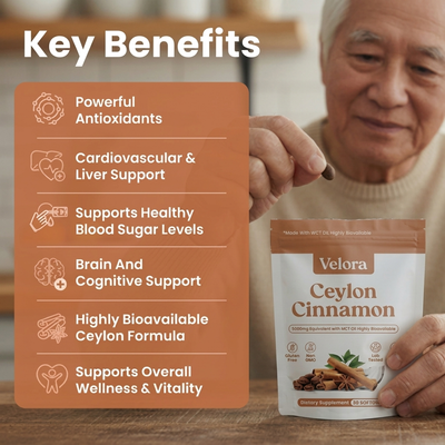 Velora Ceylon Cinnamon 7200mg Equivalent with MCT Oil